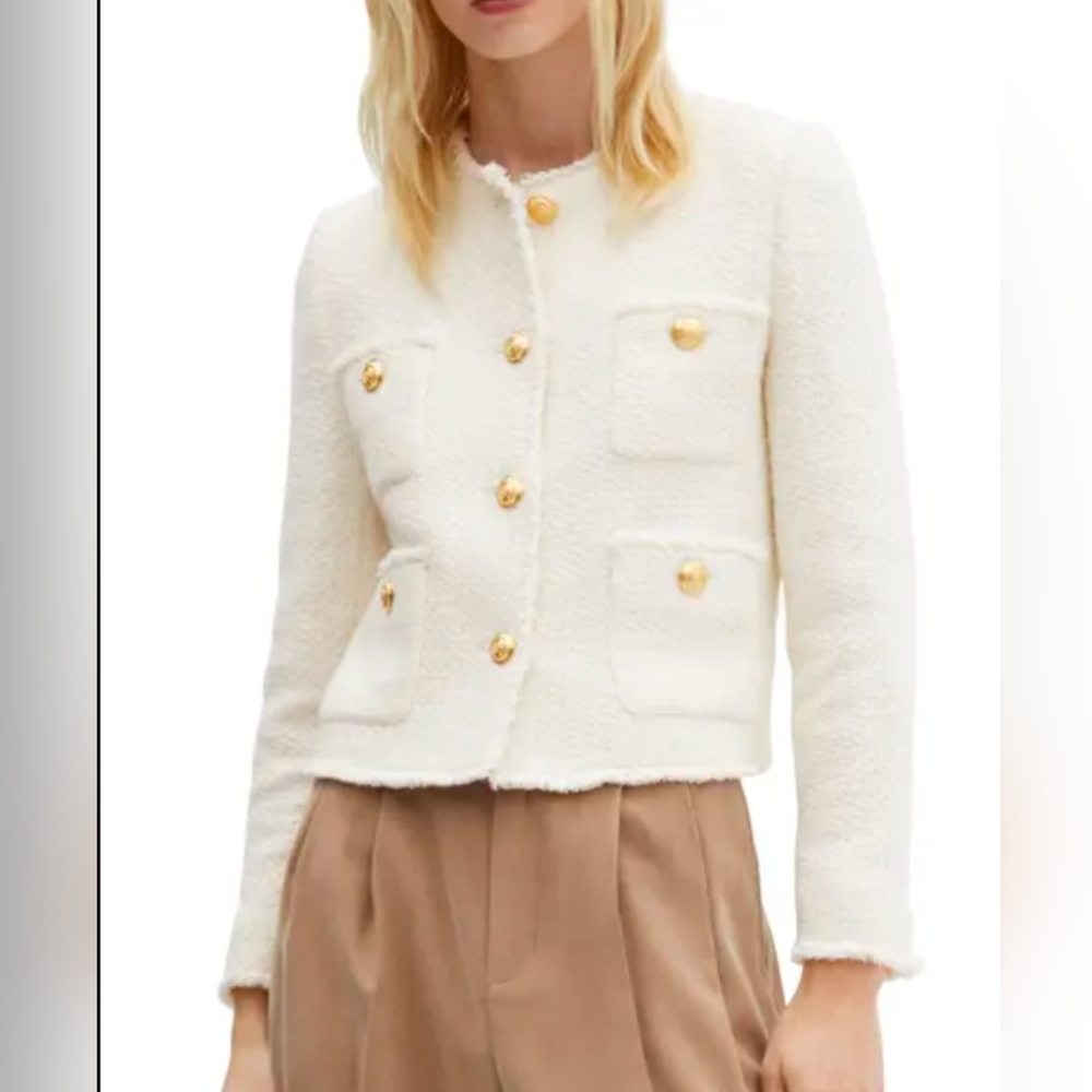 Mango Tweed Jacket with Pockets